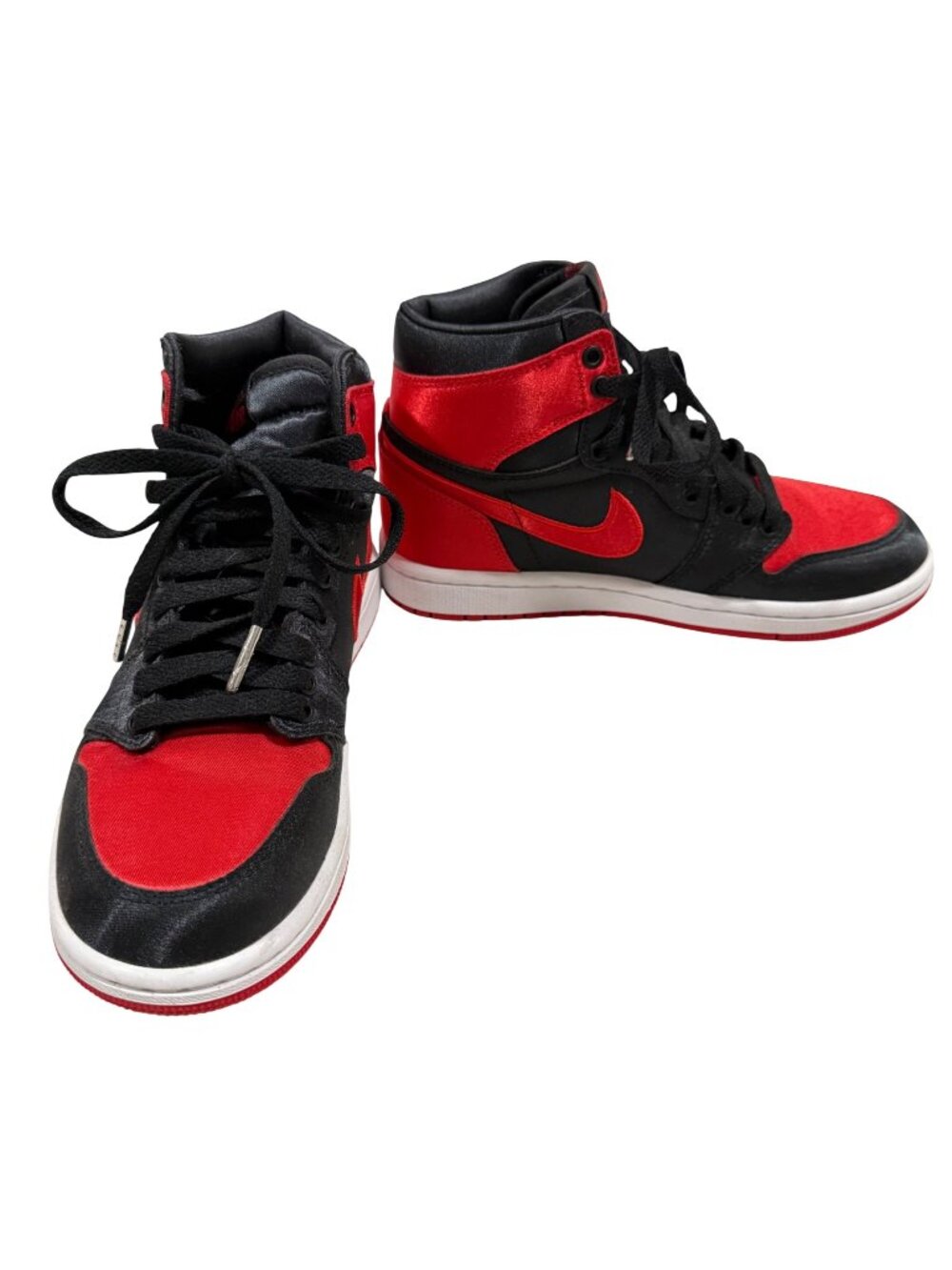 Air Jordan 1 Retro High OG Satin Bred Rouge Noir Women's Size 5.5